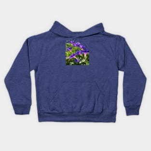 Purple Morning Glory Climbing Plant Vector Art Cut Out Kids Hoodie